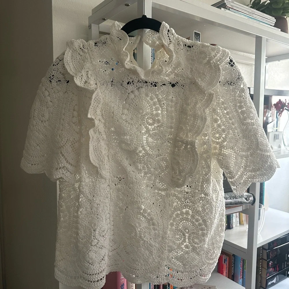 Sezane White Lace Blouse - Picture 3 of 5